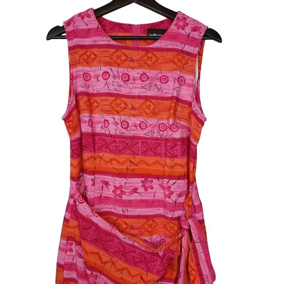 Sag Harbor Women's Dress Sz 10 Floral Pink Casual Preppy Modest Colorful Artsy - Picture 3 of 12